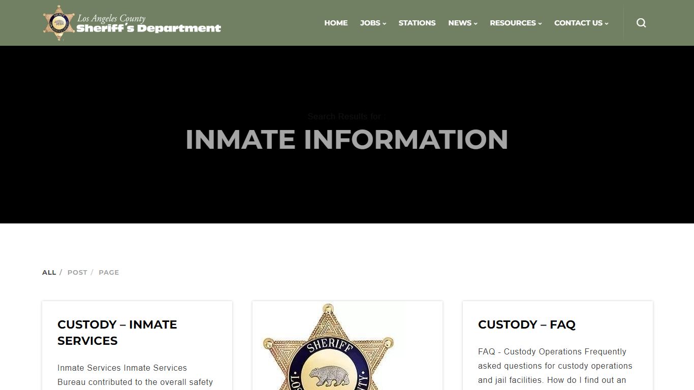 Search Results for “inmate information” | Los Angeles County Sheriff's ...